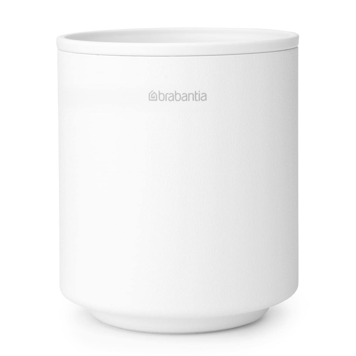 Brabantia MindSet - Soporte para cepillo para polvo de dientes y pasta dental (blanco mineral fresco), cepillo para polvo múltiple, pasta, recipiente de almacenamiento para lavabo de baño (3.2 x 3.2 x 3.7)