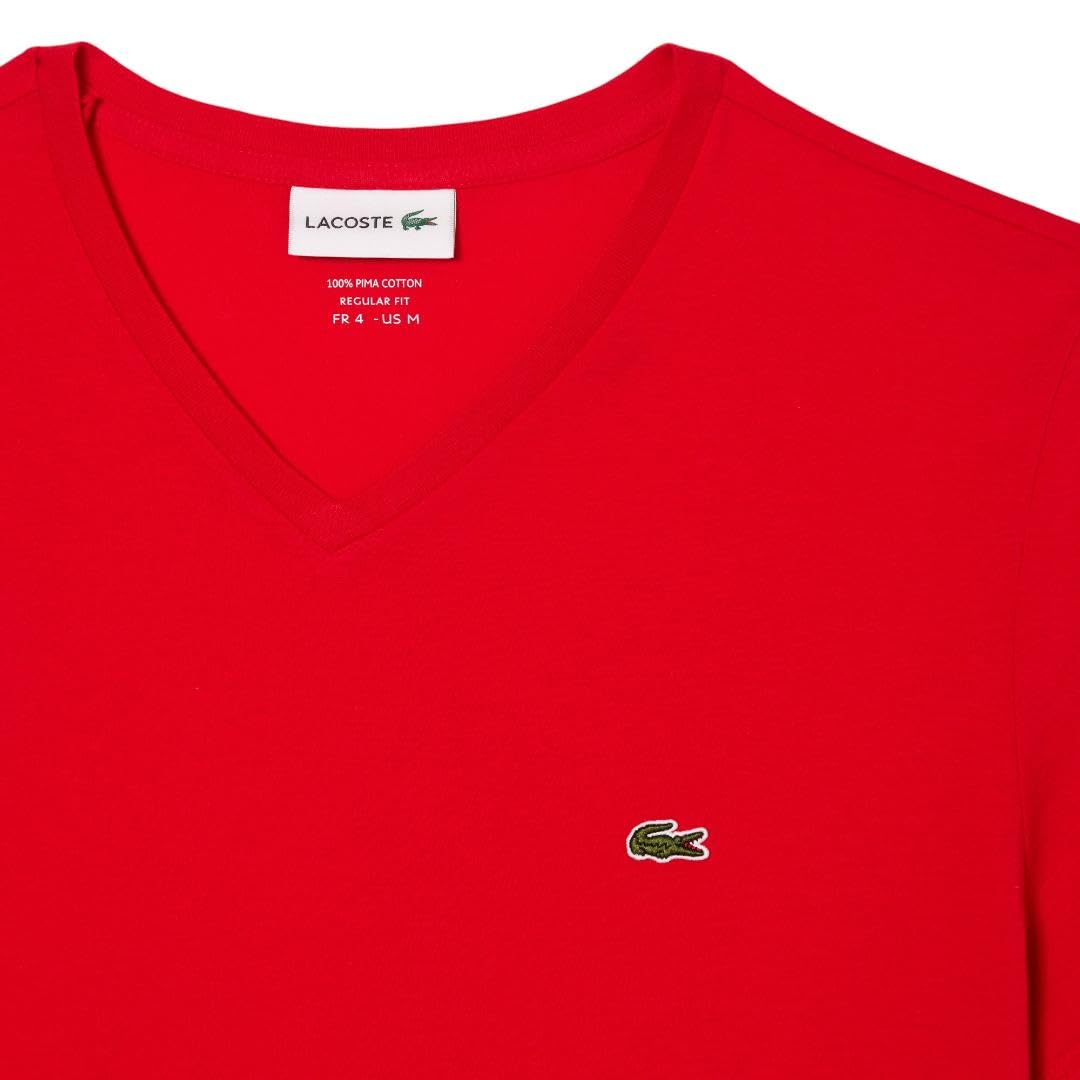 Lacoste Mens Short Sleeve V-Neck Pima Cotton Jersey T-Shirt