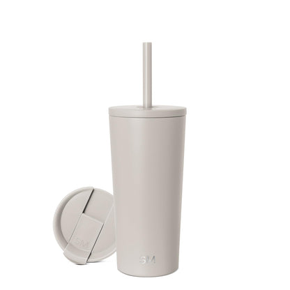 Simple Modern Classic Vaso Térmico con Popote y Tapa Abatible - 590ml - -Almond Birch