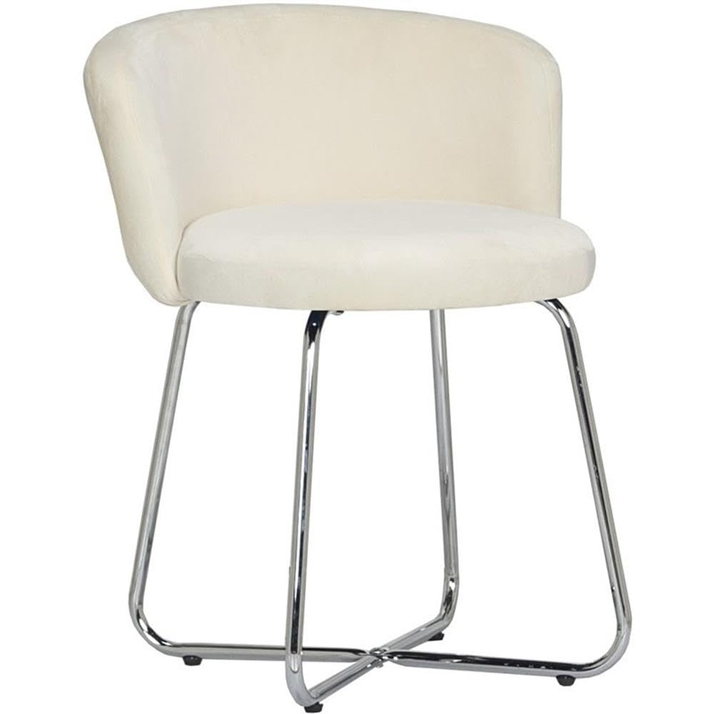 Hillsdale, Marisol - Taburete Redondo de Metal y tapizado con Parte Trasera para Sala de Maquillaje o baño, Color Blanco Roto