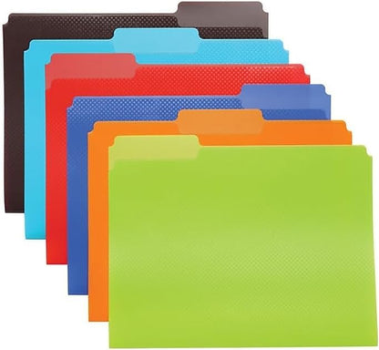Oxford 52004 carpetas de plástico para archivos, paquete de 24 fichas de corte 1/3, para papeles de tamaño carta, azul, rojo, naranja, azul claro, verde, negro