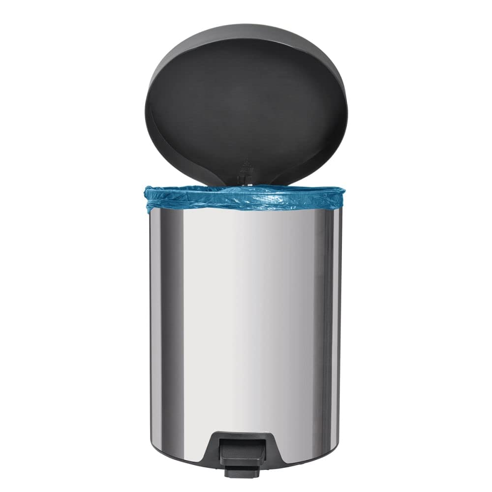 Tramontina Basurero Contenedor Acero Inoxidable 5L | Metálico, pedal, cierre automático, tapa con borde sellado, 5 litros