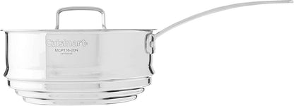 Cuisinart MCP22-24N MultiClad Pro - Sartén abierto de acero inoxidable, Limpiador de vapor de acero inoxidable con cubierta, Acero inoxidable, Fits 2,3 and 4-Quart Pans, 1