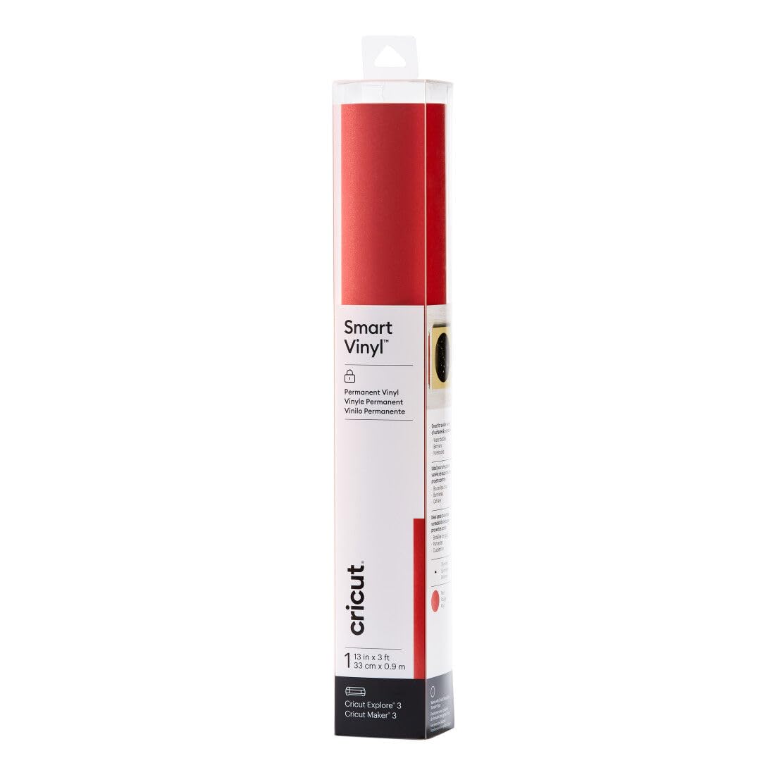 Cricut Smart Vinilo Permanente Shimmer, Corte sin Tapete para Explore 3 y Maker 3 - Rojo brillante - 3ft Roll (13'x36')