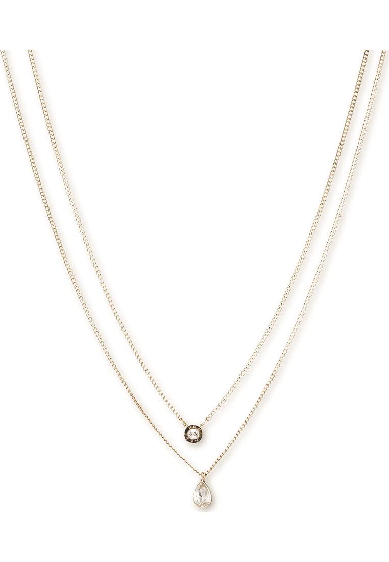 DKNY Double Pendant Necklace Para Mujer | Gold-Tono y Silver-Tone, De Dos Filas, Con Piedra Cristal, Joyería De Moda