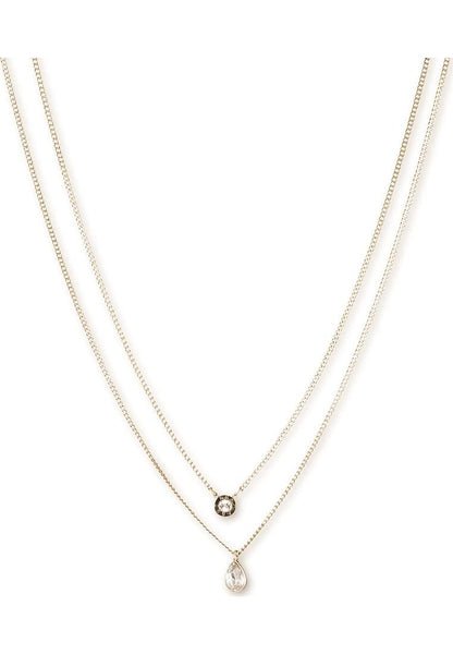 DKNY Double Pendant Necklace Para Mujer | Gold-Tono y Silver-Tone, De Dos Filas, Con Piedra Cristal, Joyería De Moda
