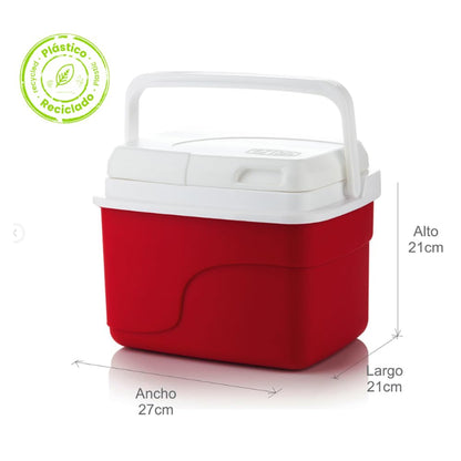 Estra Hielera Rígida 4.5L Individual | Escuela, Oficina y Gimnasio | 21x27x21 cm (4.75 QT), libre de BPA, cabe en mochila, casillero o auto, manija ergonómica