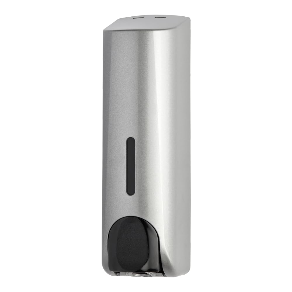 EZPULL Draco 1120-3R - Dispensador de jabón para Pared, 2 Unidades, 350 ml, Color Blanco y Plateado, Plateado (Single Silver), Single Silver, 1, 1