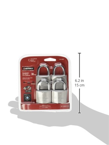 Hermex CH-38X4, Juego de 4, cuerpo de hierro, gancho corto, en blister