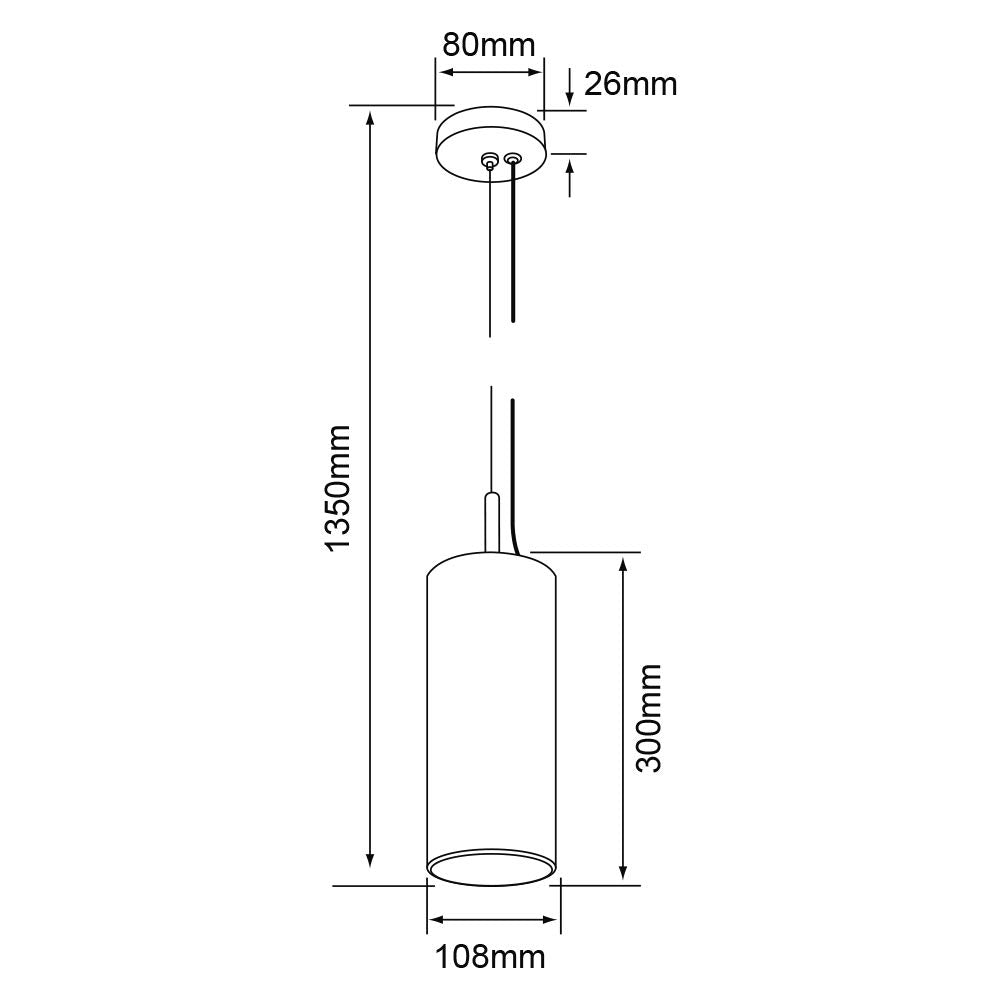 Tecnolite Lámpara Colgante, Base E27, Luz Colgante de Techo Moderno, Color Negro, 100 - 240 V,