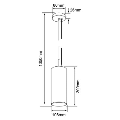 Tecnolite Lámpara Colgante, Base E27, Luz Colgante de Techo Moderno, Color Negro, 100 - 240 V,