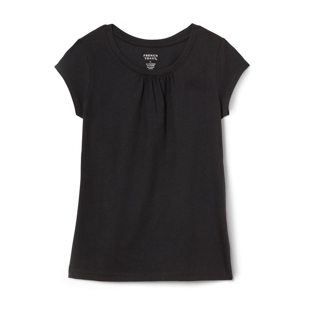 French Toast Playera de Manga Corta con Cuello Fruncido para Niña - 10 - Black