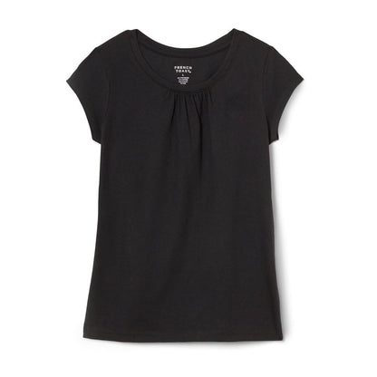 French Toast Playera de Manga Corta con Cuello Fruncido para Niña - 10 - Black