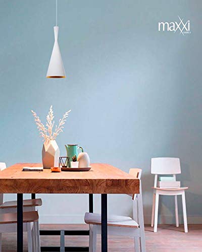MAXXI MX-CL7006/B Candil Decorativo Techo, Pantalla Aluminio Terminado, color Blanco