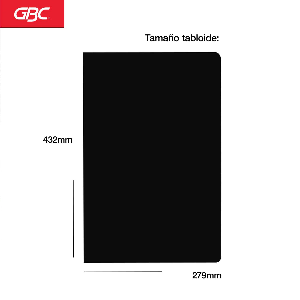 GBC P3604 Cubierta para Encuadernar Gbplak Liso Tabloide Negro