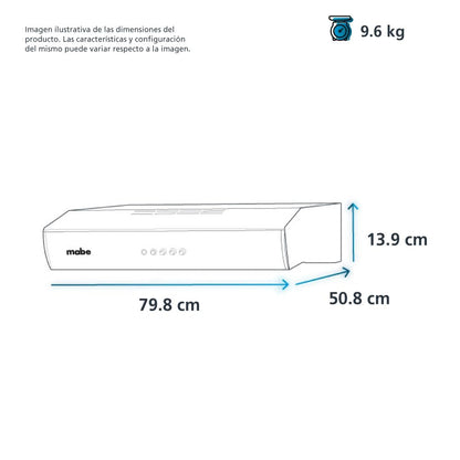 Mabe - Campana de Pared 80 cm (30 pulgadas) Plata Mercury - CMPU801GX0
