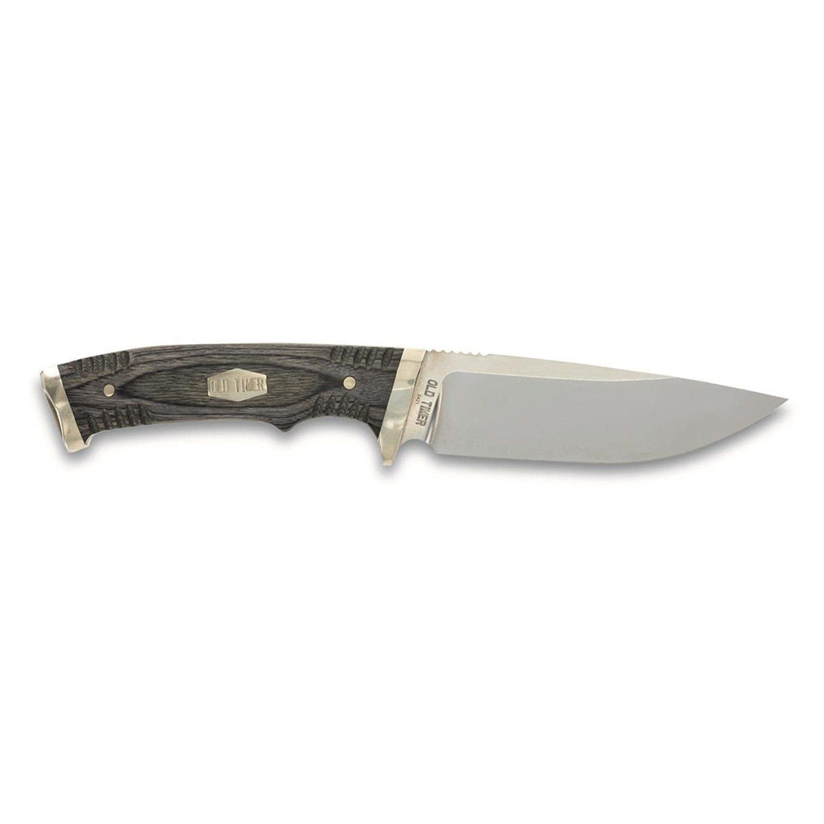 Old Timer Heritage Series Cuchillo 169OT | 10.2 pulgadas, hoja fija, acero D2, mango madera laminada, funda cuero, para caza y campamento