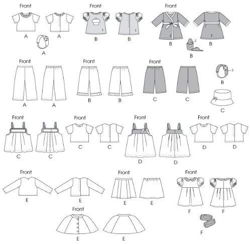 McCall Patterns M6526 18-Inch/46cm Doll Clothes, One Size