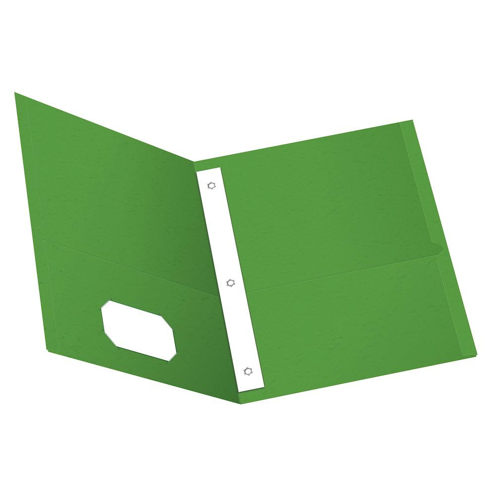 Oxford Fólder Con 3 Broches, Doble Bolsa Interior, Caja Con 25 Piezas, Color Verde, Tamaño Carta 57703 - Verde