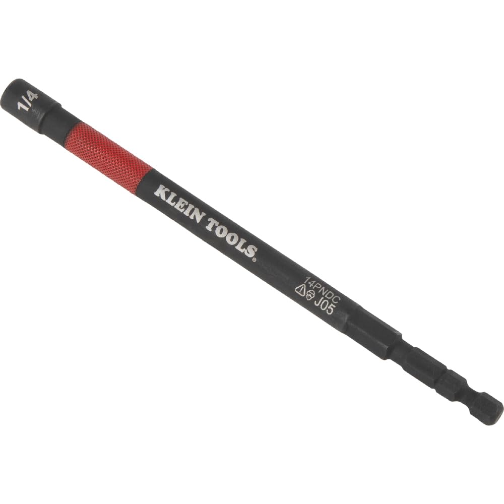 Klein Tools 65411PK3 Juego de tuercas eléctricas magnéticas codificadas por colores, unidad hexagonal de impacto de 1/4 pulgadas, eje de 5 pulgadas, alcance extendido, 3 piezas