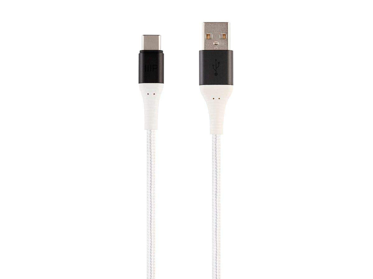 Monoprice AtlasFlex Series - Cable de Carga y sincronización (Conector Lightning a USB Tipo A, con Certificado MFi), USB-C a USB-A, Blanco, 1,82m