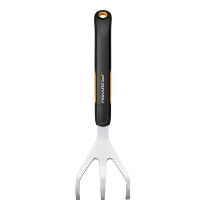 Fiskars Xact - Cultivador de mano de acero inoxidable con mango de agarre suave, herramienta de jardín duradera para aflojar y airear el piso, ideal para macizos de flores y camas de jardín