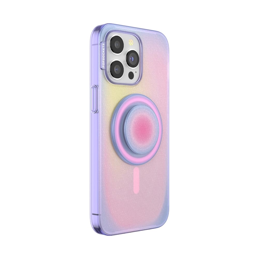 PopSockets - Funda para iPhone 15 Pro MAX con Agarre Redondo para teléfono Compatible con MagSafe, Funda de teléfono para iPhone 15 Pro MAX, Compatible con Carga inalámbrica, Cute Aura