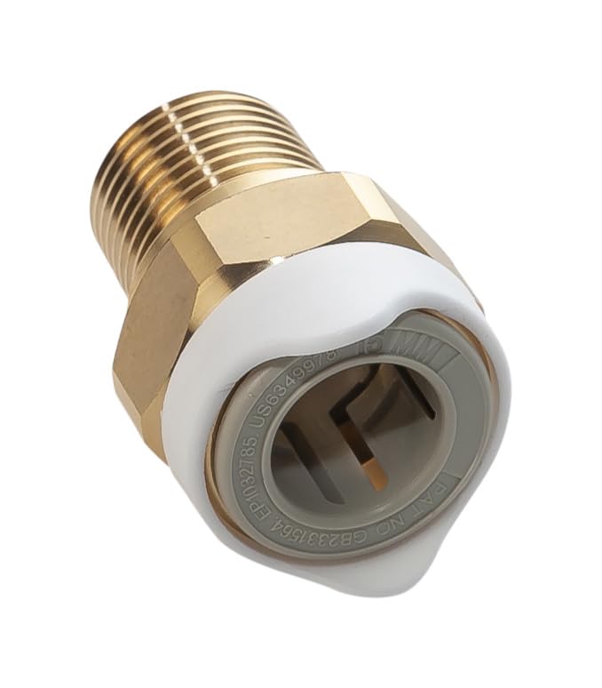 Whale WX1513 Adaptor, Connects 15mm Tubing to ½-in. NPT Male, Brass, Quick-Connect