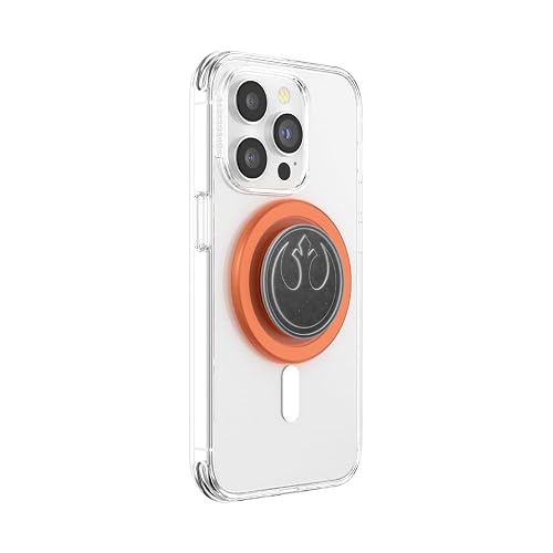 PopSockets - Empuñadura para teléfono MagSafe, Agarre magnético Seguro y Soporte para teléfono, Soporte Manos Libres, Compatible con Carga inalámbrica, Starwars, símbolo rebelde esmaltado Envejecido