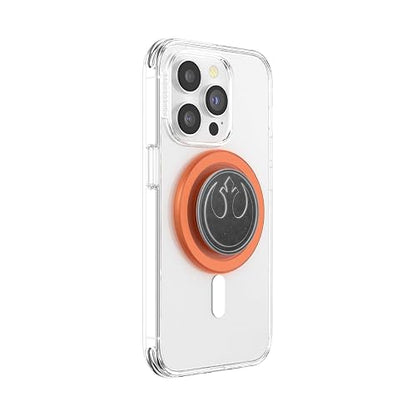 PopSockets - Empuñadura para teléfono MagSafe, Agarre magnético Seguro y Soporte para teléfono, Soporte Manos Libres, Compatible con Carga inalámbrica, Starwars, símbolo rebelde esmaltado Envejecido
