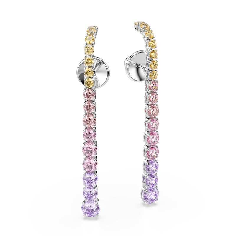 arete de gota Swarovski Matrix, degradado de cortes redondos, multicolor, baño de rodio