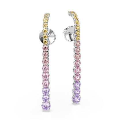 arete de gota Swarovski Matrix, degradado de cortes redondos, multicolor, baño de rodio