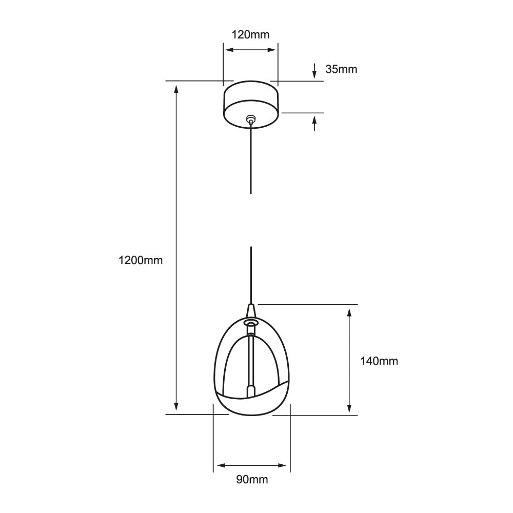 Tecnolite Lámpara Colgante de Cristal Redondo LED 1.20 m de Altura, 6 W, Luz Suave Cálida, Atenuable, LED integrado