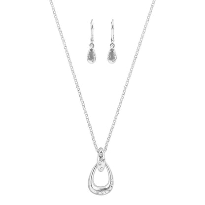 Anne Klein Collar Y Aretes Box Set Plateado Circular | Mediano, collar y 2 aretes, plateado, circular