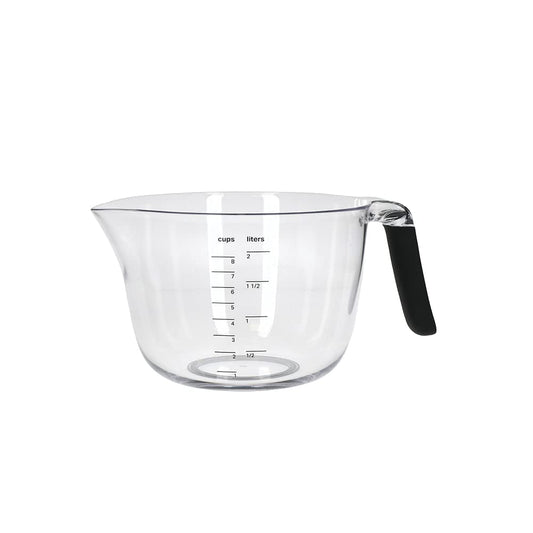 KitchenAid Jarra Medidora de Plástico para Cocina y Repostería, Capacidad 2 L, Colección Classic Black Premium con Mango Negro