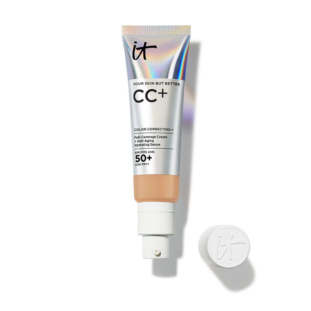 IT Cosmetics CC Cream con Protector Solar FPS 50+, 7 en 1, Tono Medium - Neutral Tan