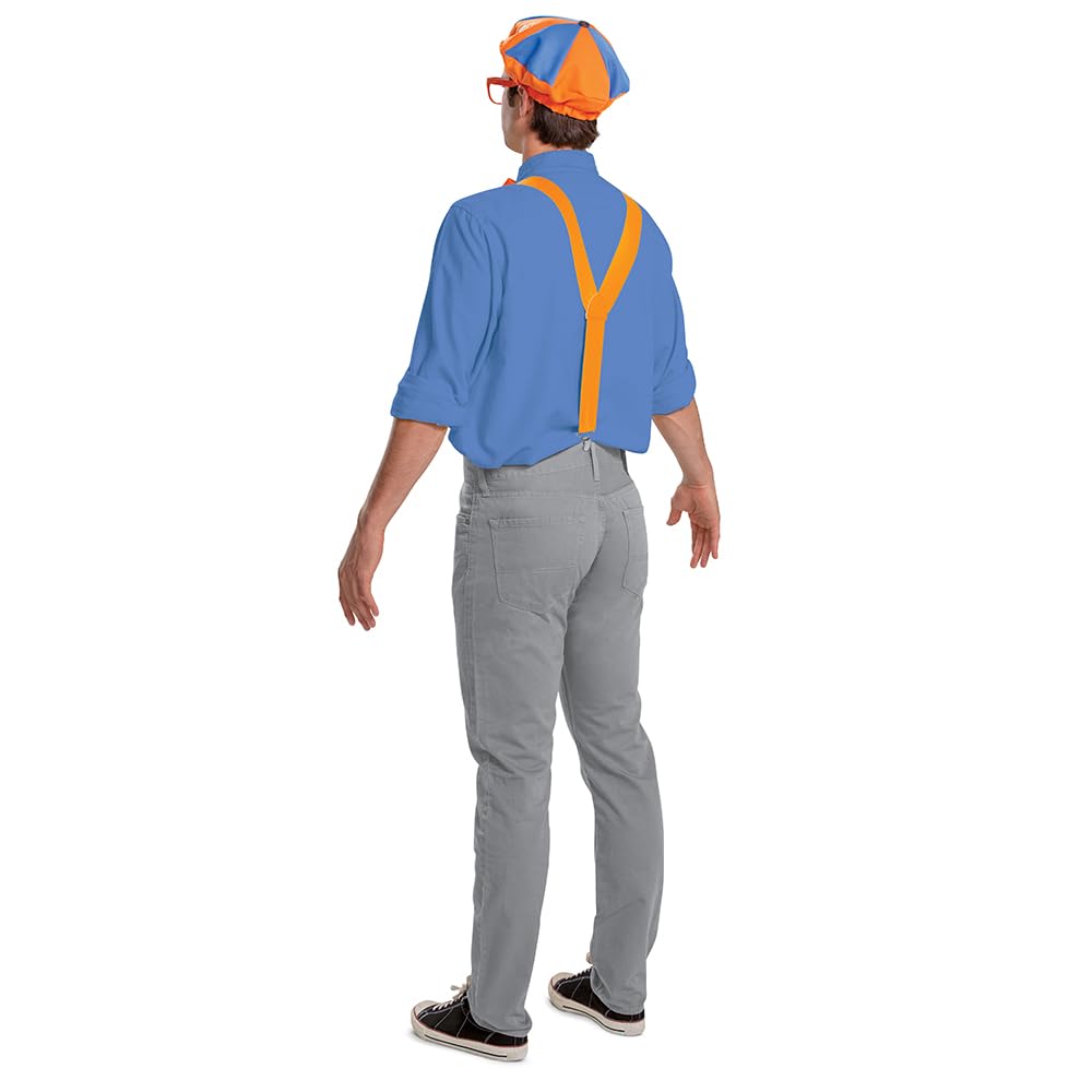 Disguise - Kit oficial de Blippi para hombre, con sombrero, anteojos y accesorios de corbatín, talla única, Anaranjado, azul, blanco, Talla única