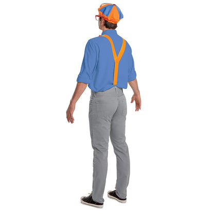 Disguise - Kit oficial de Blippi para hombre, con sombrero, anteojos y accesorios de corbatín, talla única, Anaranjado, azul, blanco, Talla única