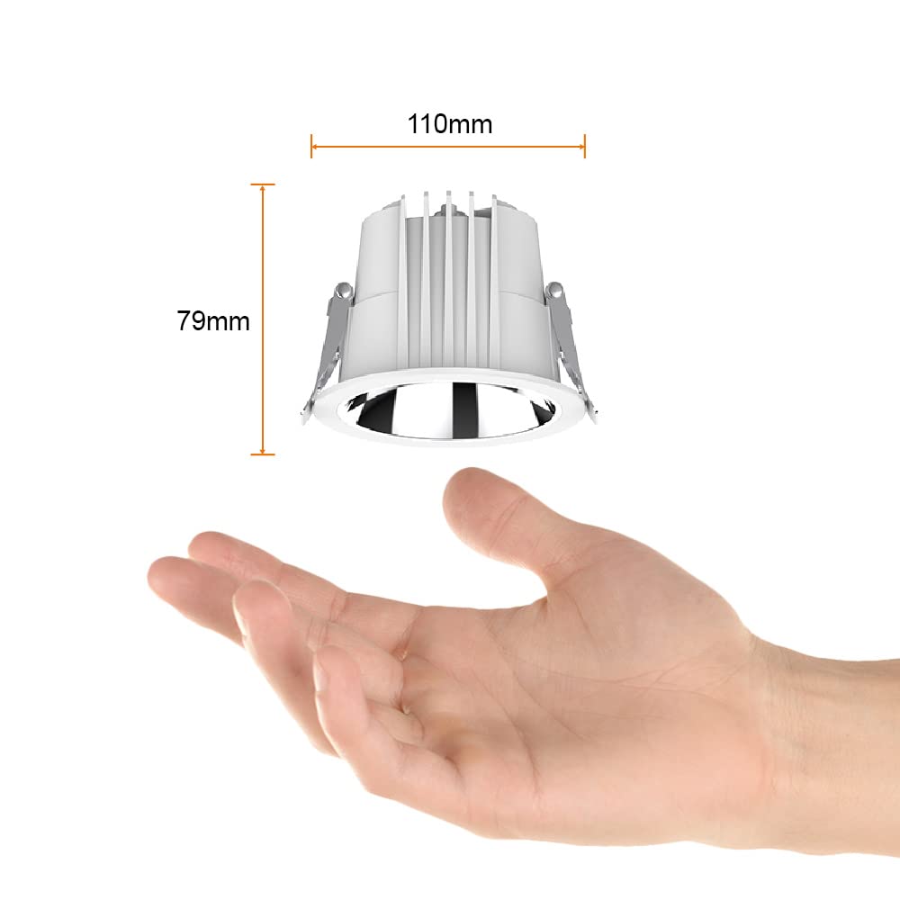 Tecnolite Lámpara Downlight LED Empotrable 13 W, Luz Blanca Configurable, Atenuable, IP54, LED integrado