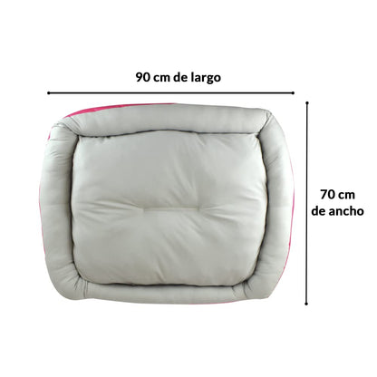 Fancy Pets Cama Rizzo con Colchoneta Impermeable para Perro, Acolchada, Resistente y Fácil de Limpiar, 84 x 73 cm, Color Rosa