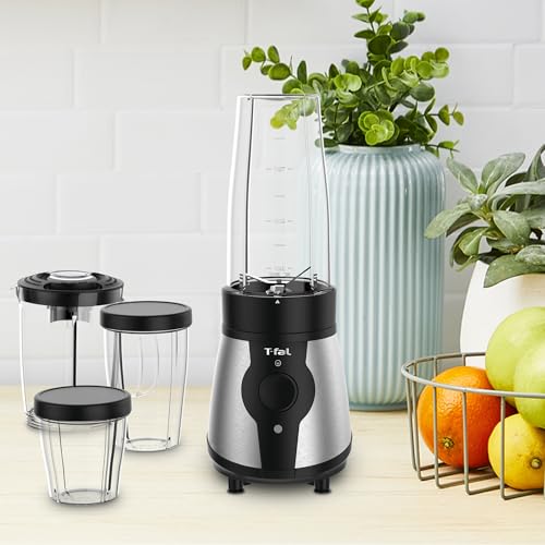 T-fal Mini Procesador de Alimentos/Licuadora Actimix, obtén resultados saludables y nutritivos todo el tiempo por sus múltiples funciones, simplificado a un botón, capacidad de 750 ml BL1BKDMX