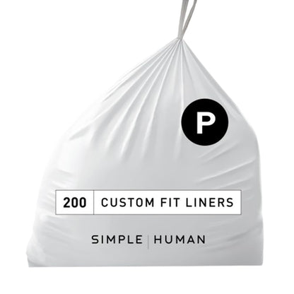 simplehuman Código K Bolsas de Basura con Cordón, Blanco, 100 pzas - Blanco - 200 Count (Pack of 1) - Código P