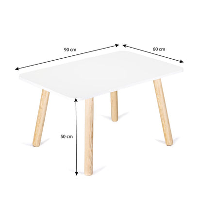 DUDUK Mesa Rectangular Amplia De Madera para Niños Y Niñas (Blanco)