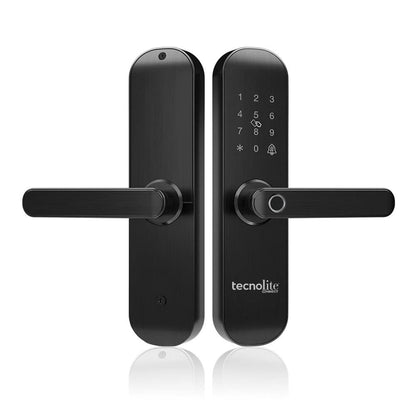 Tecnolite Connect - Cerradura Inteligente WiFi, 5 Métodos Apertura: Huella, Llave, Tarjeta RIFD y Contraseña, Acceso App Móvil, Protección IP43, Panel Touch Iluminado