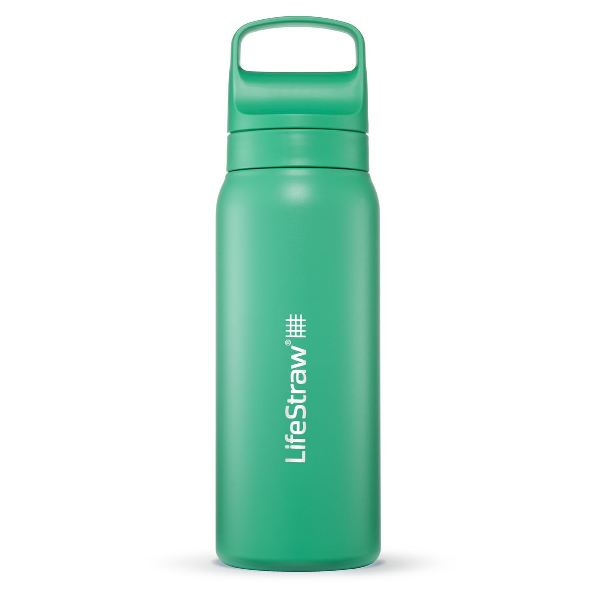 LifeStraw Go Series - Botella de filtro de agua de acero inoxidable aislada para viajes y uso diario, elimina bacterias, parásitos y microplásticos, mejora el sabor, 24 onzas verde cactus - Verde cactus - 24 Ounces