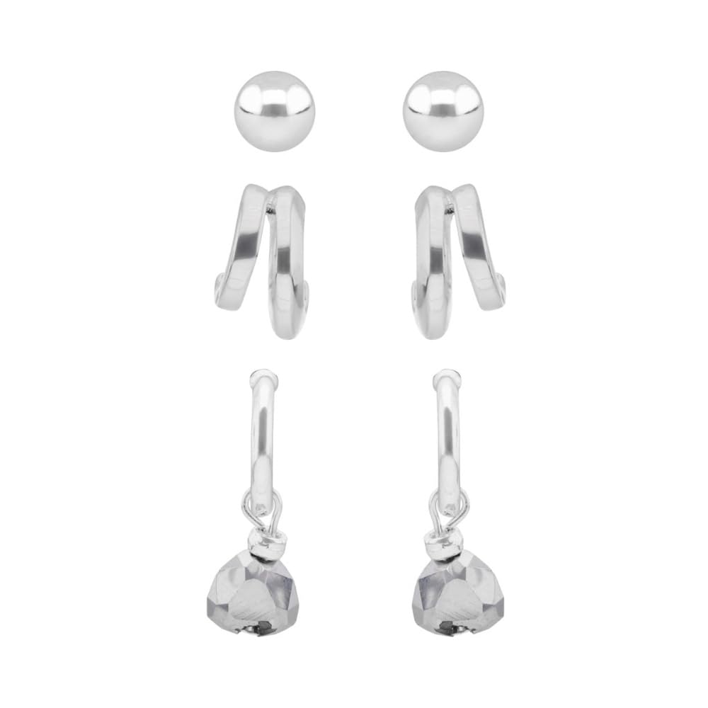 Nine West Aretes Color Plateado Stormy Beads En Forma Varias De Terminado Brillante para Mujer