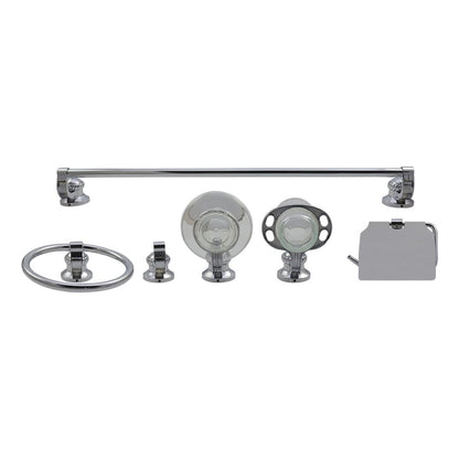 Anbec JAB6106C Juego de Accesorios para Baño 6 Piezas, Cuerpo Metálico, Incluye 1 Toallero de Barra, 1 Cepillero con Vaso, 1 Porta Rollo, 1 Jabonera con Base, 1 Toallero de Argolla, 1 Gancho, Cromado