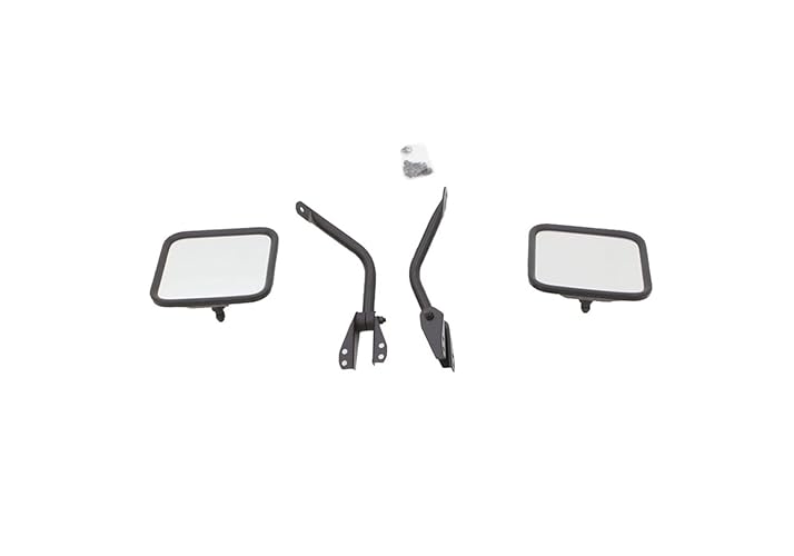 RAMPAGE PRODUCTS Rampage Factory Style Kit de espejo de acero de repuesto | par, negro, 7617 | Compatible con Jeep CJ de 1955 a 1986