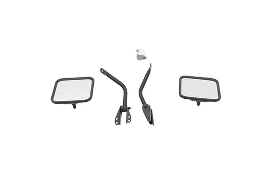 RAMPAGE PRODUCTS Rampage Factory Style Kit de espejo de acero de repuesto | par, negro, 7617 | Compatible con Jeep CJ de 1955 a 1986