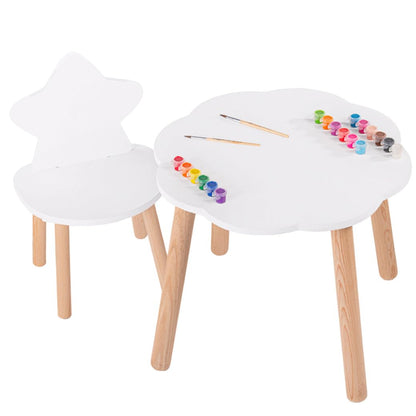 Duduk Set de Mesa Nube con Silla Estrella para Niños - Blanco